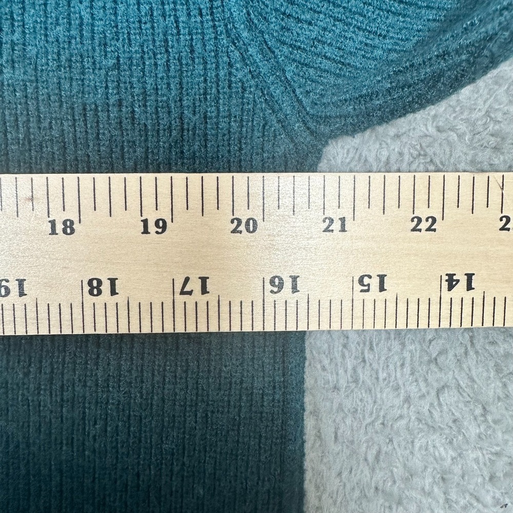 Free People Oversized Ribbed Sweater Women Small Teal Turtleneck Long Sleeve - Picture 7 of 10